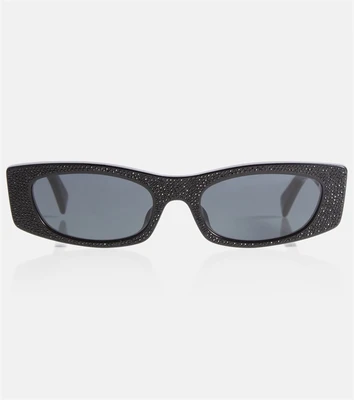 Украшенные солнцезащитные очки прямоугольной формы Celine, черный 2073124