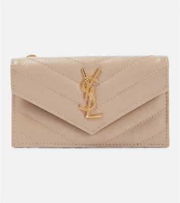 Кожаный кошелек Cassandra Saint Laurent, бежевый 2106448