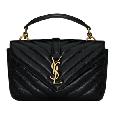 Колледж Кожаная Сумка Через Плечо, Мини Сумка Женская Черная SAINT LAURENT 26501519