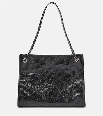 Сумка-шоппер niki из жатой кожи Saint Laurent, черный 5979306