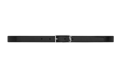 Ремень кожаный Saint Laurent Logo-buckle, черный 14002662