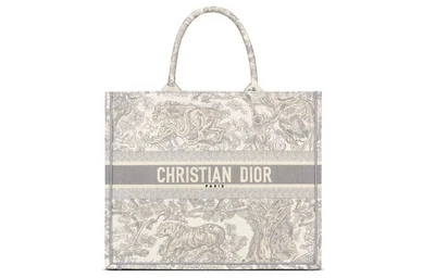 Сумка-шоппер BookTote с вышивкой, серая, DIOR 26478141