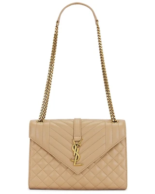 Средняя сумка-конверт на цепочке Saint Laurent, цвет Dark Toffee 22362545