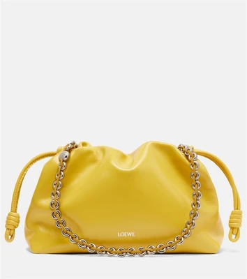 Средний кожаный клатч Flamenco Loewe, желтый 25620263