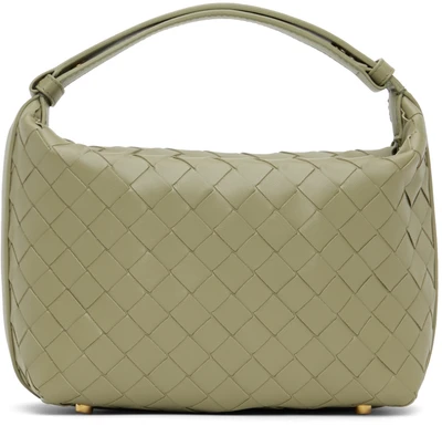 Зелёная мини-сумка Wallace Bottega Veneta, Travertine/Gold 21475074