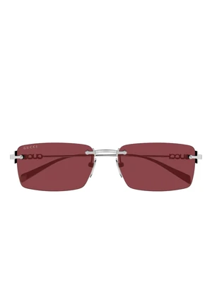 Солнцезащитные очки Gucci прямоугольной формы бордовые 28683354