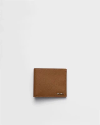 Кошелек из кожи Saffiano Prada, коричневый 47343477