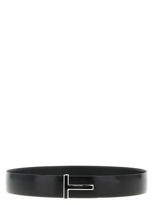 Лакированный кожаный ремень TOM FORD, черный 47356314