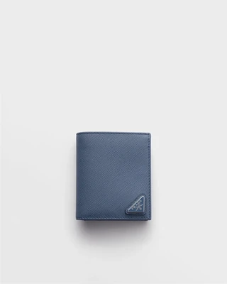 Кошелек из кожи Saffiano Prada, синий 47343476