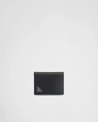 Маленький кошелек из сафьяновой кожи Prada, черный 47355517