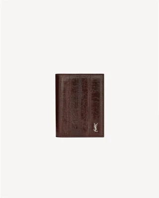 Кредитница TINY CASSANDRE из угря SAINT LAURENT, коричневый 47362092