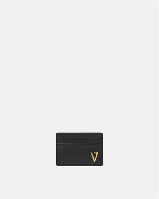 Кожаный держатель для карт V VERSACE, черный 47363875