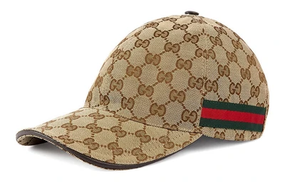 Бейсболка Gucci Original GG Canvas, бежевый/зеленый/красный 1836787