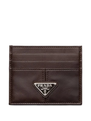 Prada картхолдер с логотипом, коричневый 24580694