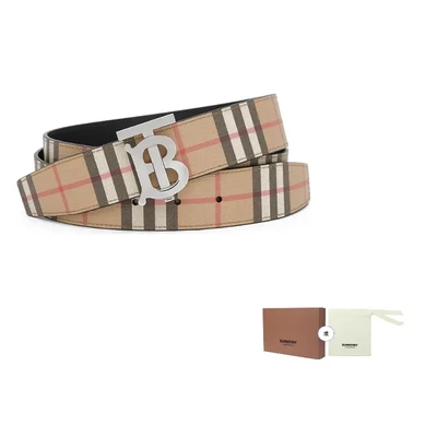 Мужской ремень Burberry из канваса и натуральной кожи, бежевый 10436866