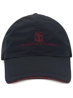 Brunello Cucinelli кепка с вышитым логотипом, синий 15796975