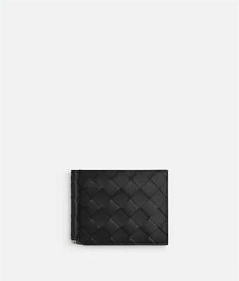 Кошелек с зажимом для купюр Intrecciato Bottega Veneta, черный 21546288