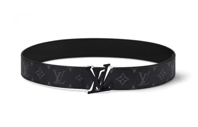 Ремень кожаный Louis Vuitton с узором, черный 13995494