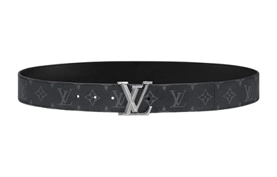 Ремень кожаный Louis Vuitton мужской, черный / серый 13995347