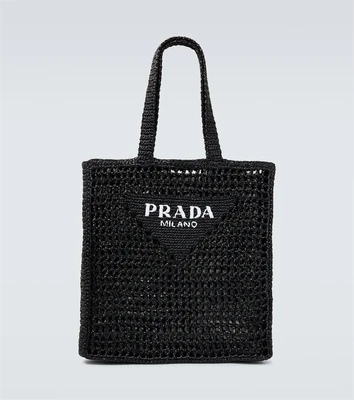 Вязаная сумка-шоппер с логотипом Prada, черный 25627451