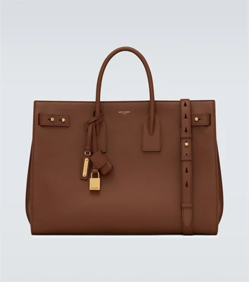 Большая кожаная сумка-тоут Sac de Jour Thin Saint Laurent, коричневый 2108422