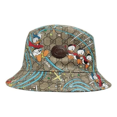 Бейсболка x disney donald duck bucket hat 'beige brown' Gucci, бежевый 21077617