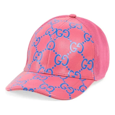 Бейсболка Gucci GG Leather Baseball Hat 'Pink Blue', розовый 25059035
