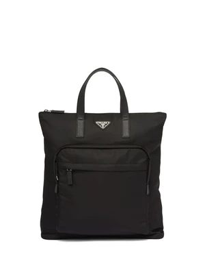 Сумка из переработанного нейлона с отделкой из сафьяновой кожи Prada, черный 25851856
