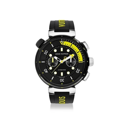 Часы мужские Tambour Street Diver Chronograph, автоматический, 46 мм, сталь Louis Vuitton, черный 22190756