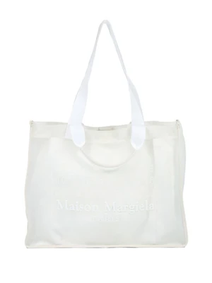 Maison Margiela большая сумка-тоут с вышитым логотипом, белый 15723427