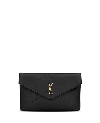 Большой клатч-конверт Cassandre из кожи ягненка Saint Laurent, цвет Black 6765784