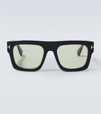 Fausto плоские солнцезащитные очки Tom Ford, Shiny Black /Green 25622988