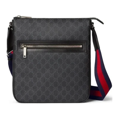 GUCCI Холщовая сумка через плечо с кожаными вставками мужская черная 27943402