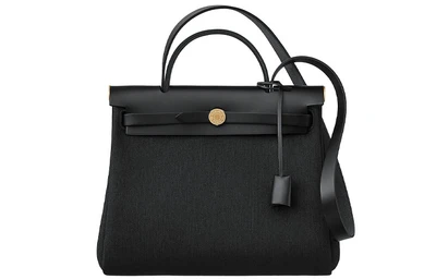 HERMES Сумка через плечо Herbag Zip Reversible Canvas с кожаной вставкой унисекс черная 27948653