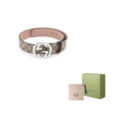 Ремень кожаный Gucci Supreme мужской, бежевый 13903331