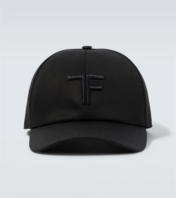 Кепка из канваса и кожи с вышивкой Tom Ford, черный 5938926