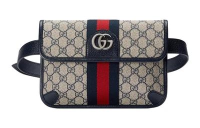 GUCCI Кожаный поясной рюкзак Ophidia синий бежевый 27945528