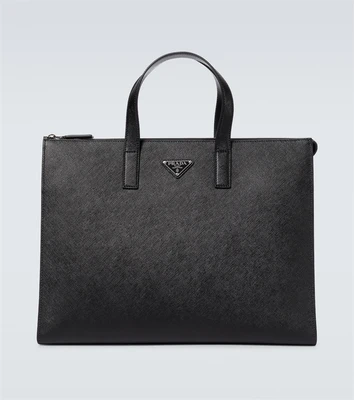 Сумка-тоут из сафьяновой кожи Prada, черный 25628094