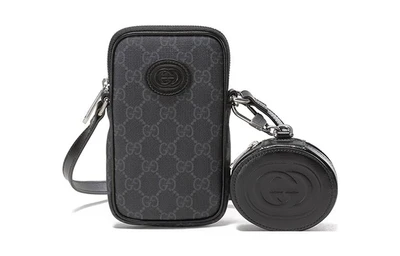 GUCCI Кожаная мини-сумка через плечо для мужчин черная 27943427