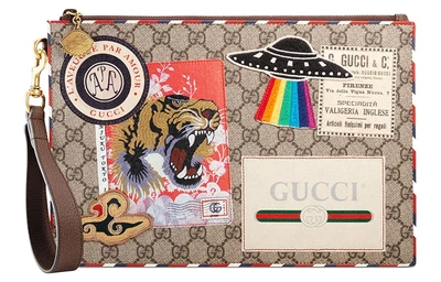 GUCCI Холщовая сумка с кожаным клатчем мужская бежевая/эбеновая 27943389