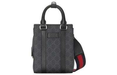 GUCCI Миниатюрная мужская сумка через плечо из кожи и текстиля GG Supreme черный 27944678