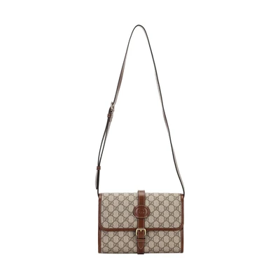 GUCCI Кожаный мессенджер через плечо мужской коричневый 27943418