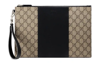 GUCCI Холщовая сумка-клатч с кожаными вставками мужская Ebony & Black 27943391