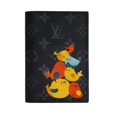 LOUIS VUITTON Кожаный паспортник для мужчин черный серый, Chicken 27972937