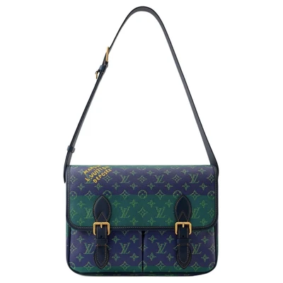 LOUIS VUITTON Мужская синяя разноцветная наплечная сумка из монограммного полотна 27973916