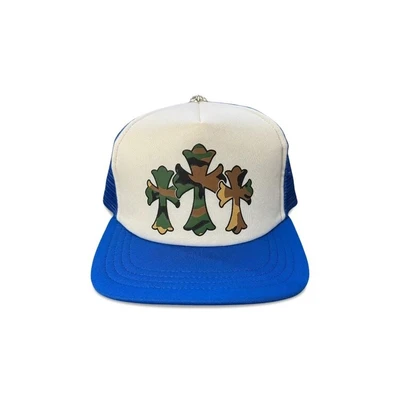 Бейсболка Chrome Hearts Triple Cross Trucker Hat, цвет Blue/White 15105000