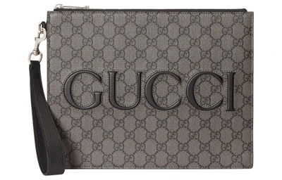 GUCCI Верховная холщовая сумка клатч мужская серая и черная 27946008