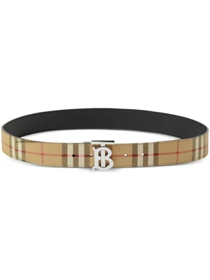 Двусторонний ремень в клетку Vintage Check с монограммой Burberry, бежевый 11698072