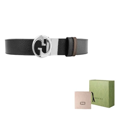 Ремень кожаный Gucci мужской, черный / коричневый 13912432