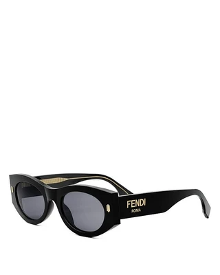 Fendi Овальные солнцезащитные очки Fendi Roma, 52 мм, черный 19900555